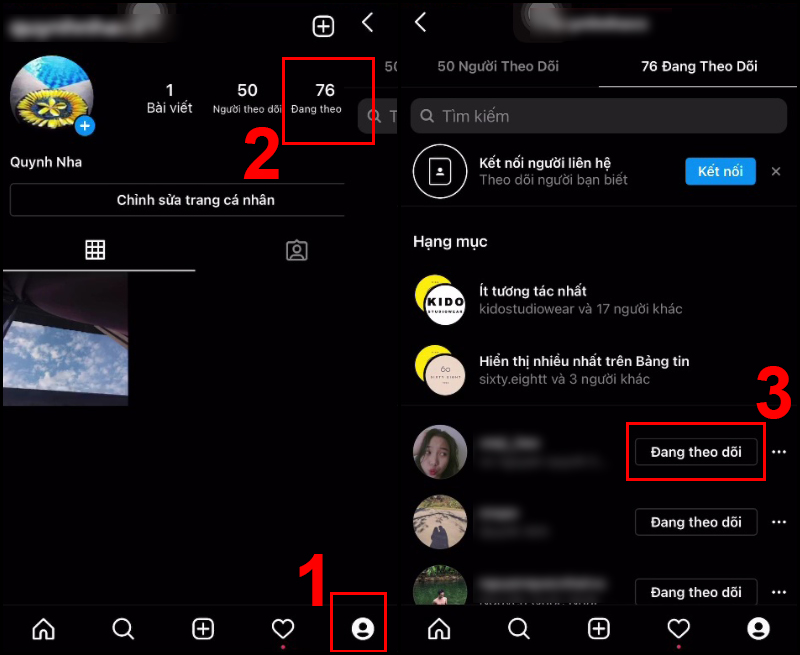 Thao t&aacute;c x&oacute;a người theo d&otilde;i trong danh bạ đang theo d&otilde;i tr&ecirc;n iPhone